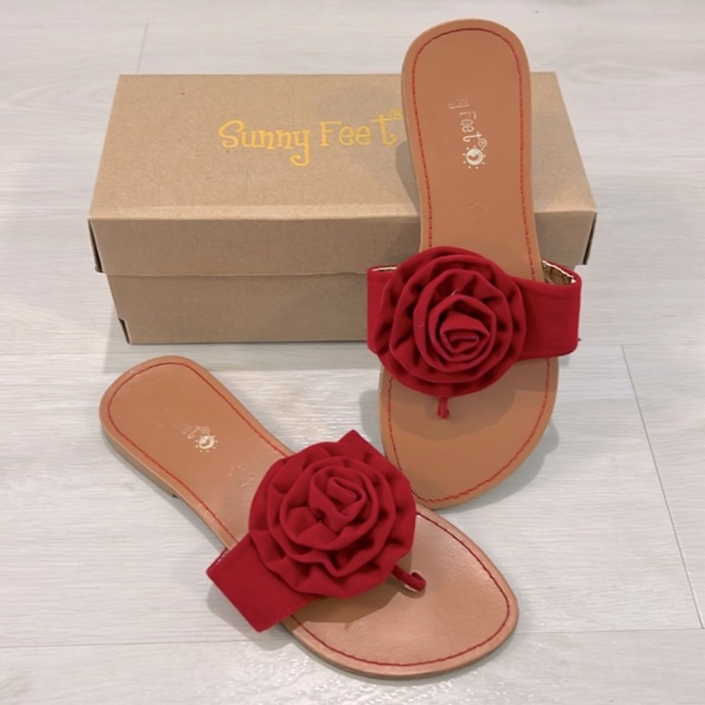 Sunny Feet Rosette Flip Flop in Red 8